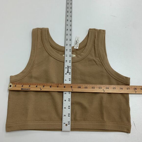 Madewell Crewneck Crop Tank Womens XL Extra Large Seed Khaki Waffle Knit Top - Picture 6 of 13